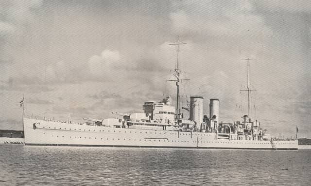 HMS Exeter at Royal Naval Dockyard, Image: Royal Navy, Public domain, via Wikimedia Commons