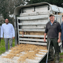 Lympstone Manor Chef PAtron Michale Caines (second from left) takes delivery of the sheep