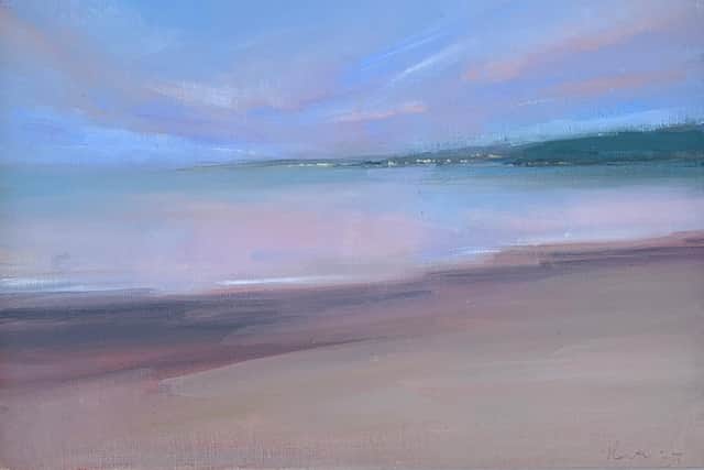 Original artwork by Exeter artist Kath Hadden, entitled Exmouth Summer Evening, which will feature in the Art in the Park exhibition at Park Cafe, Heavitree, this summer