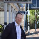 Richard Foord, MP for Honiton & Sidmouth, at Honiton station on the West of England line