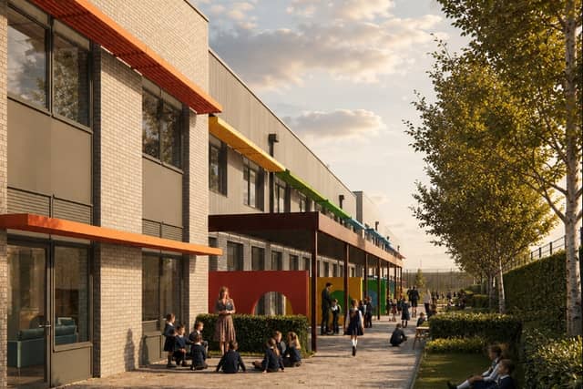 A digital illustration of what the new school near Cranbrook might look like