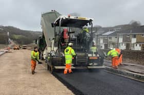 Surfacing taking place as part of the Forder Valley Link Road construction project in Plymouth