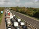 Traffic is being held between Junctions 24 and 25 of the M5