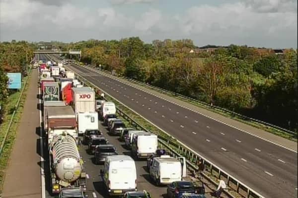 Traffic is being held between Junctions 24 and 25 of the M5