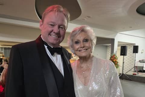 Angela Rippon with David 'Fitz' FitzGerald at the Peninsula Medical Foundation fundraising ball