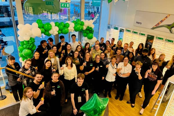The store marked the occasion with balloons, cakes, and giveaways