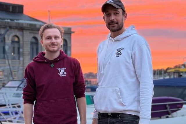 Left, Dr Robert Harlow, right, Sam Whitfield of UK Weather Chase