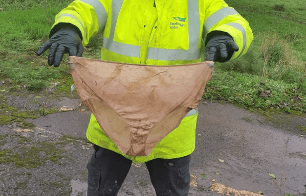 A pair of pants found in a pipe in Exeter