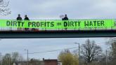 South West Water protesters put up banners