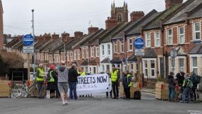 'Human bollards' stage protest
