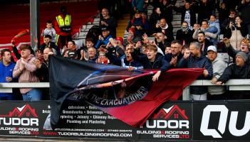 Exeter City fans at Lincoln. Pic from PPAUK