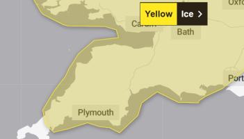 Yellow ice warning issued for Exeter as temperatures plunge below freezing