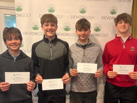 Boys' Order of Merit Scott Rainton (Stover), Archie Griffiths (Sidmouth), Callum Cogavin (Stover), Josh Murphy (Exeter)
