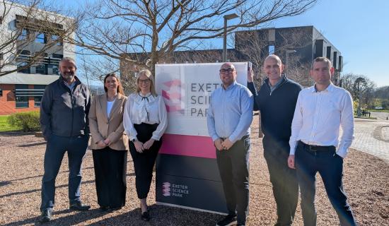 From left: Matt Roach, from Exeter Science Park, Zoe-Amelia Gaunt, Charlotte Vinney, Justin Vinney, all Exe Insurance, Jason Buck, from Exeter Science Park and Dan Clarke, Exe Insurance