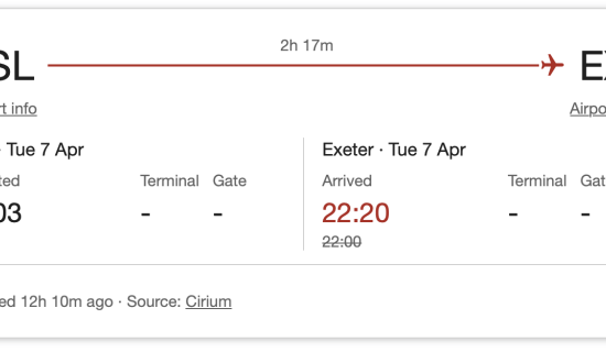 The flight landed at 10.20pm