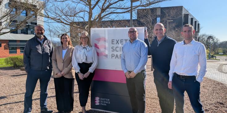 From left: Matt Roach, from Exeter Science Park, Zoe-Amelia Gaunt, Charlotte Vinney, Justin Vinney, all Exe Insurance, Jason Buck, from Exeter Science Park and Dan Clarke, Exe Insurance