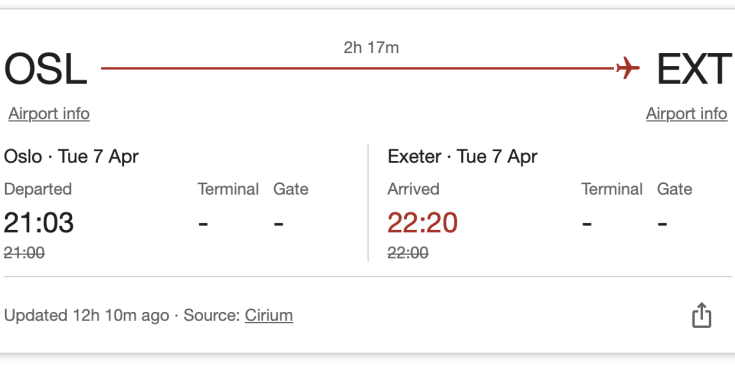 The flight landed at 10.20pm