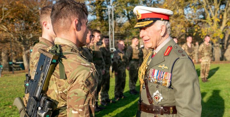 King Charles spoke to recruits,  staff and families. Image: Arthur Edwards/The Sun/PA Wire