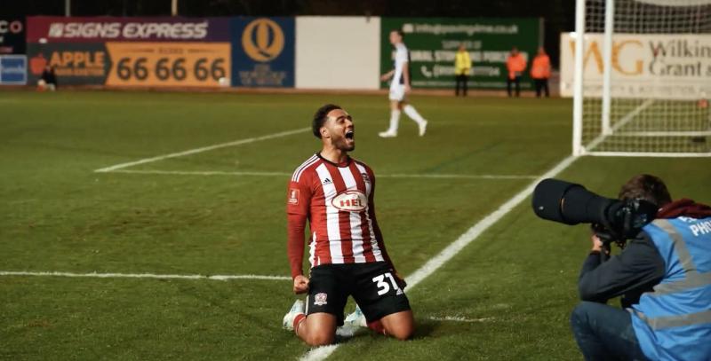 Jay Bird celebrating a goal, Image: Exeter City