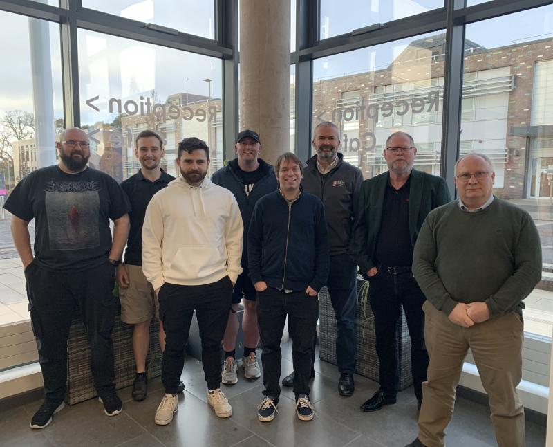 Members of the K3BTG team with Matt Roach and Mark Cockings, Image:  Exeter Science Park