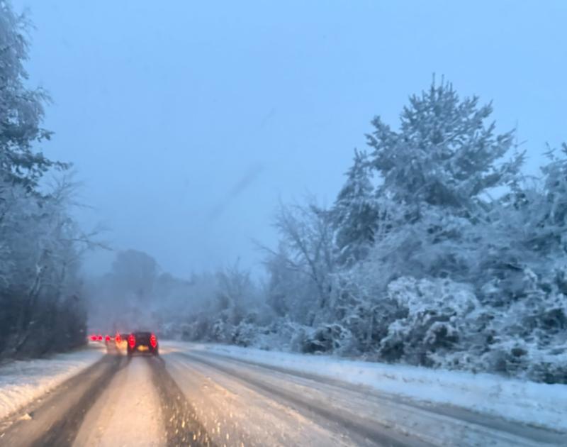 Snow blankets Telegraph Hill in Exeter, captured last night
