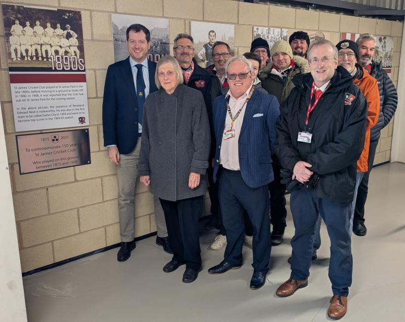 Members of Topsham Cricket Club with Exeter City FC Management