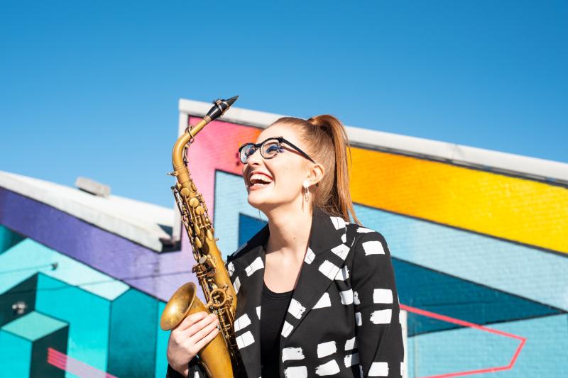 Saxophonist Jess Gillam will join The Band of HM Royal Marines Plymouth. Picture by Robin Clewley