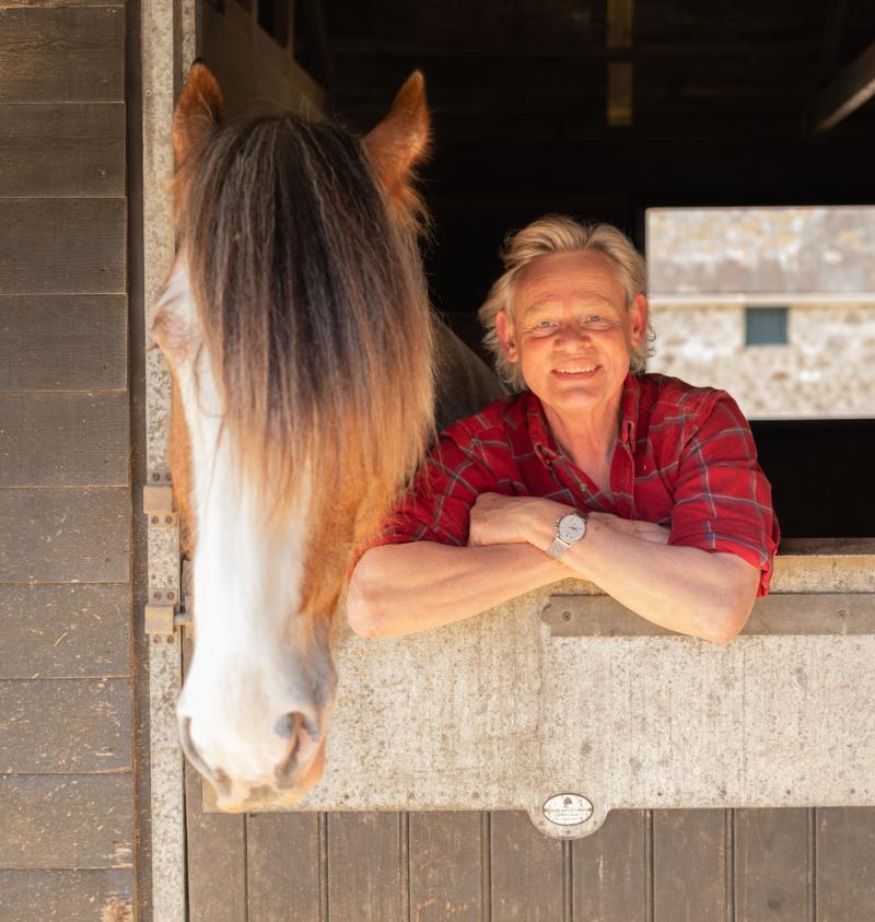 Martin Clunes with his Clydesdale, Patrick