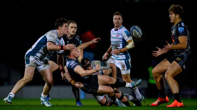 Exeter Chiefs vs Gloucester Rugby at Sandy Park, on 29 December 2024 (Credit: Phil Mingo/PPAUK)
