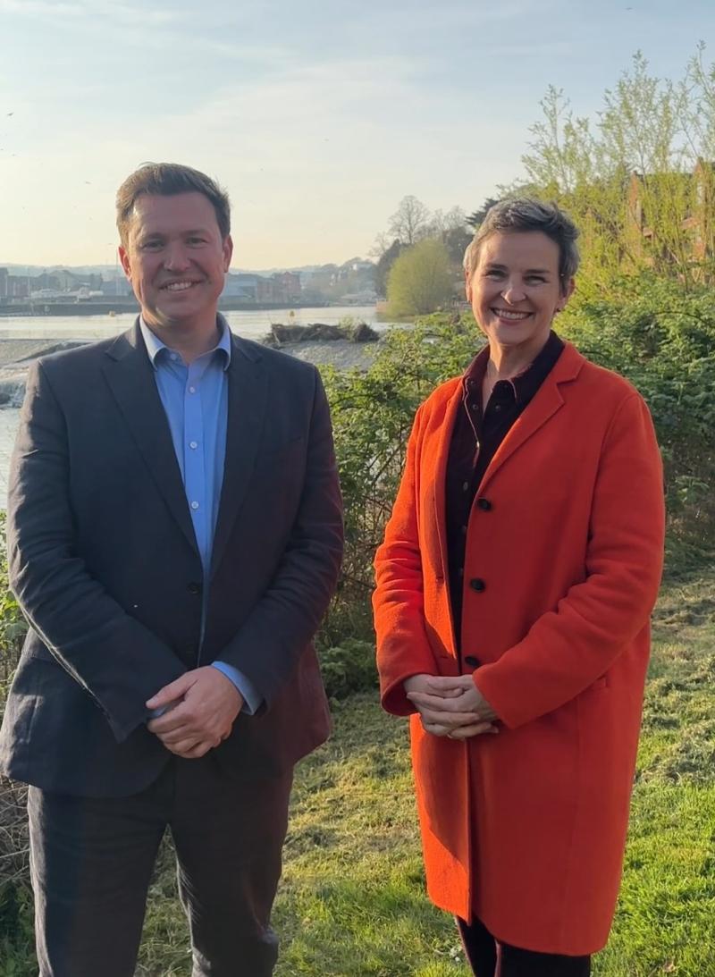 Steve Race and Mary Creagh at Trews Weir