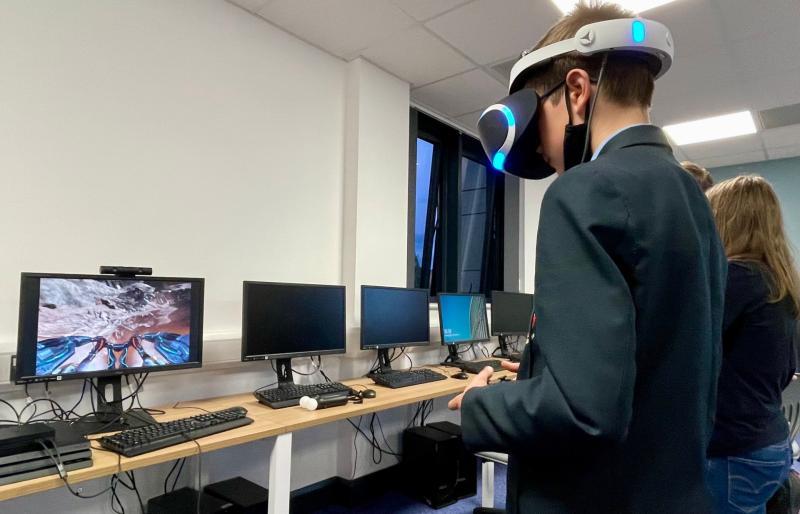 Students in Exeter College's e-sports room
