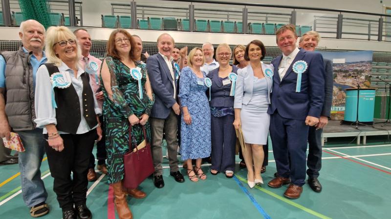 Reform UK candidates and supporters celebrate in Exeter (Image courtesy: Guy Henderson)