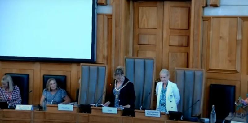 Councillor Caroline Leaver (centre) has been appointed as the new chair of Devon County Council (Image courtesy: DCC/YouTube)