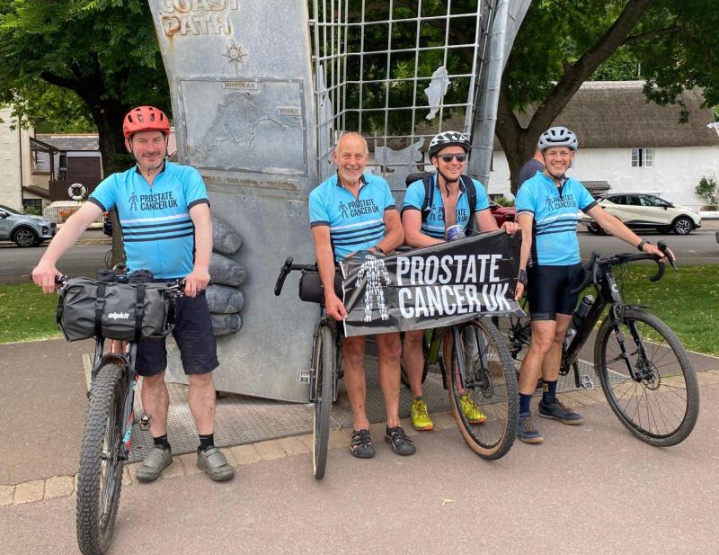 Devon cyclists take on epic coast-to-coast challenge for men’s cancer charity