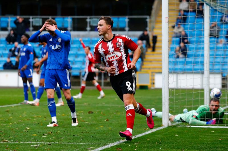 Jayden Wareham scores for Exeter City. Pic from PPAUK