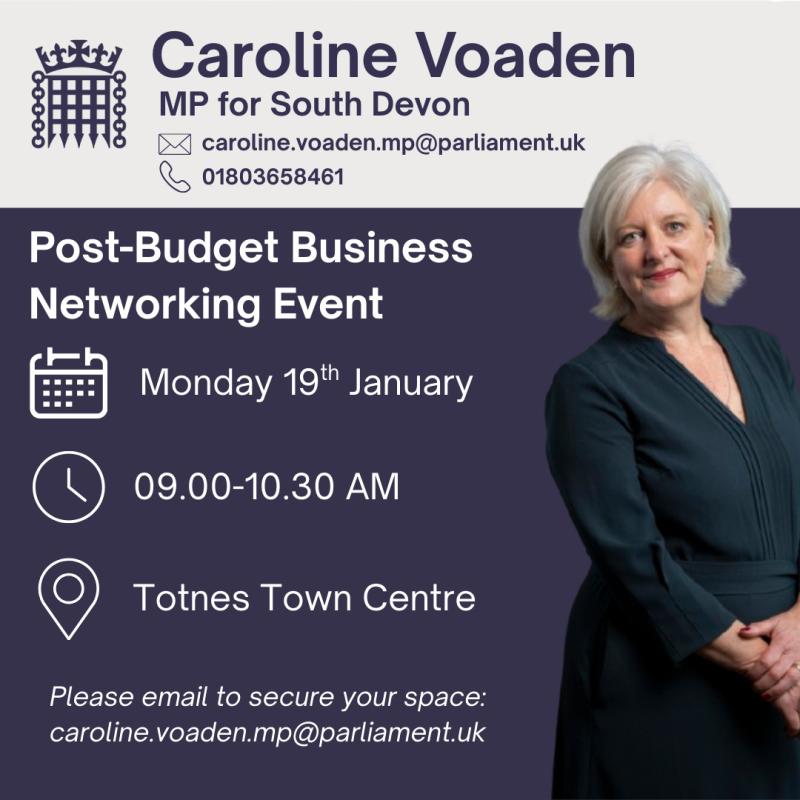 Post-Budget business concerns to be discussed at Totnes meeting