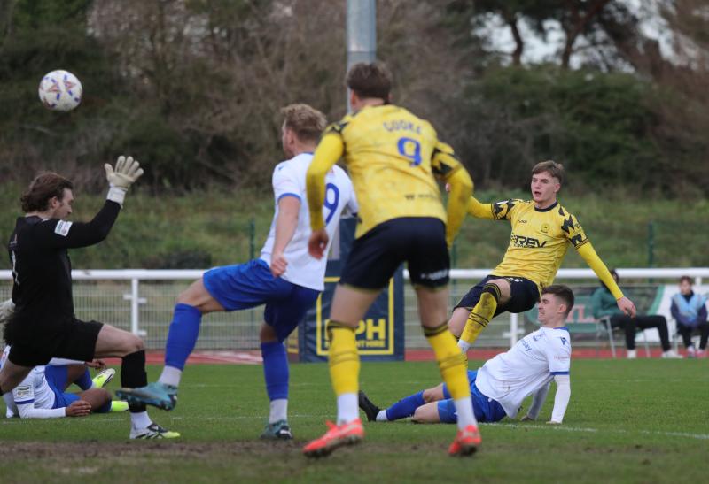 Kieran Wilson causing trouble for Torquay United. Pic from PPAUK