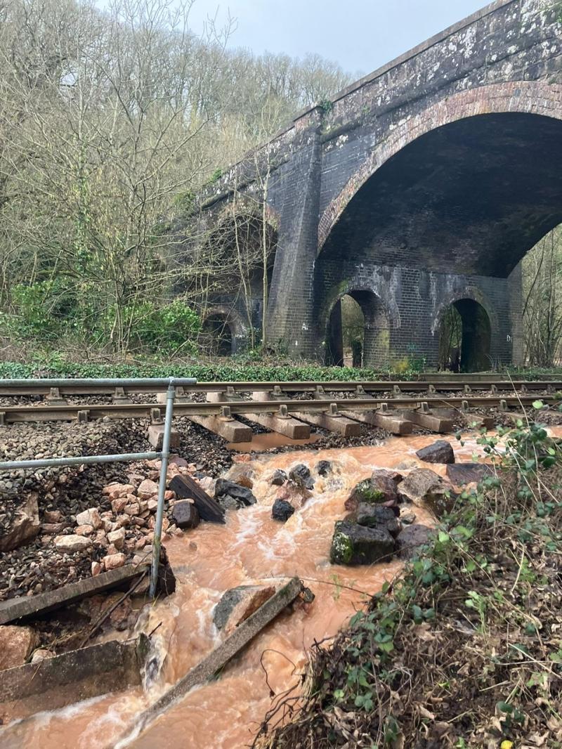 tarka line flood damage between crediton-exeter