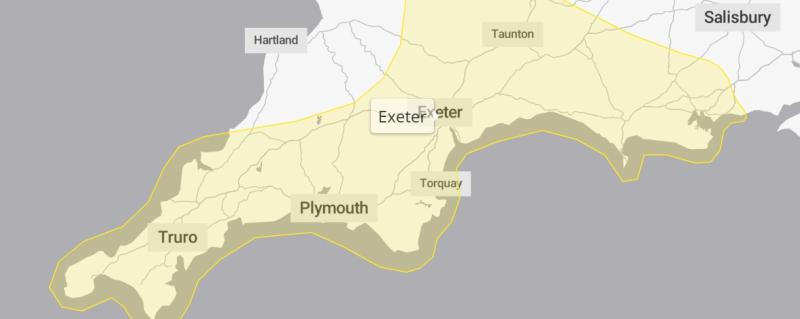 Yellow weather warning issued for Exeter as heavy rain raises flood risk this weekend