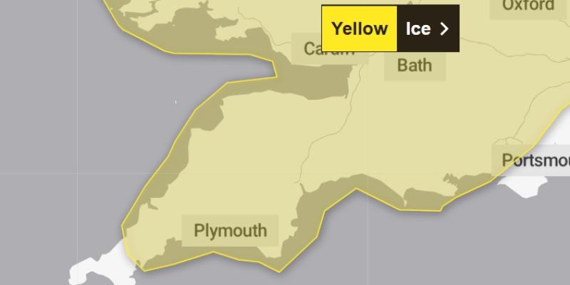 Yellow ice warning issued for Exeter as temperatures plunge below freezing
