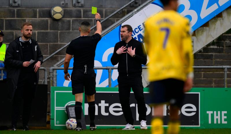 Paul Wotton booked for protesting decision. Pic from PPAUK